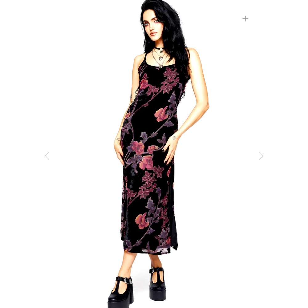 Disturbia Black and Purple Floral Maxi Dress